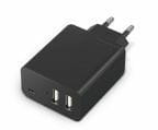 Сетевое зарядное устройство Canyon (2USB, 2.4A) Black (CNE-CHA08B)