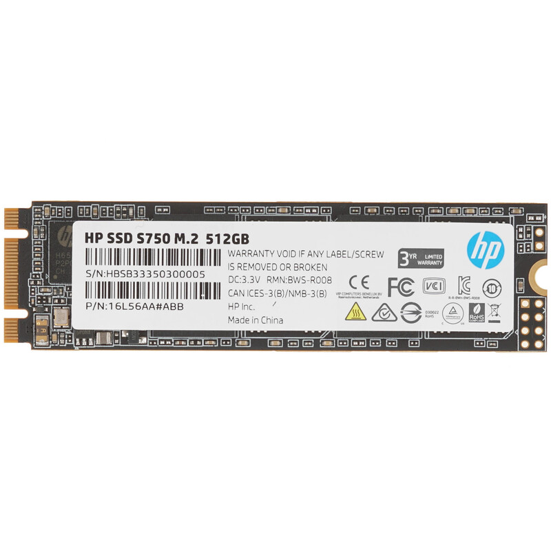 Накопитель SSD 512GB HP S750 M.2 2280 SATA III 3D NAND TLC (16L56AA#ABB)