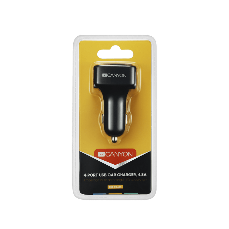 Автомобильное зарядное устройство Canyon (4USB, 4.8A) Black (CNE-CCA05B)