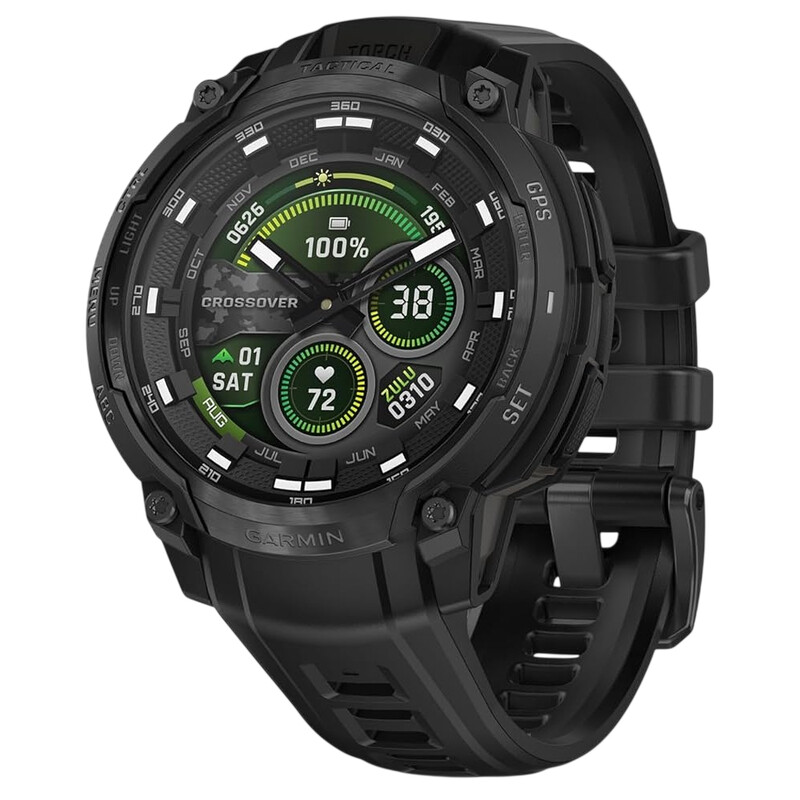 Смарт-годинник Garmin Instinct Crossover AMOLED Tactical Black with Black Silicone (010-03398-42)