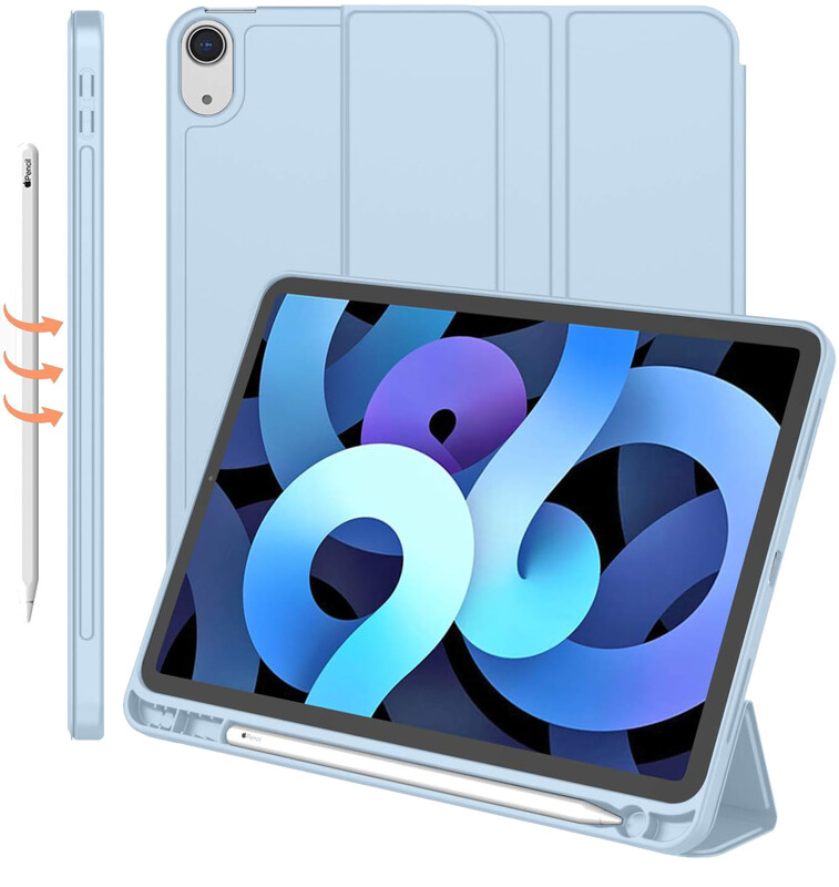 Чeхол BeCover Tri Fold Soft TPU с креплением Apple Pencil для Apple iPad Air 11" M4 2026 Light Blue (715232)
