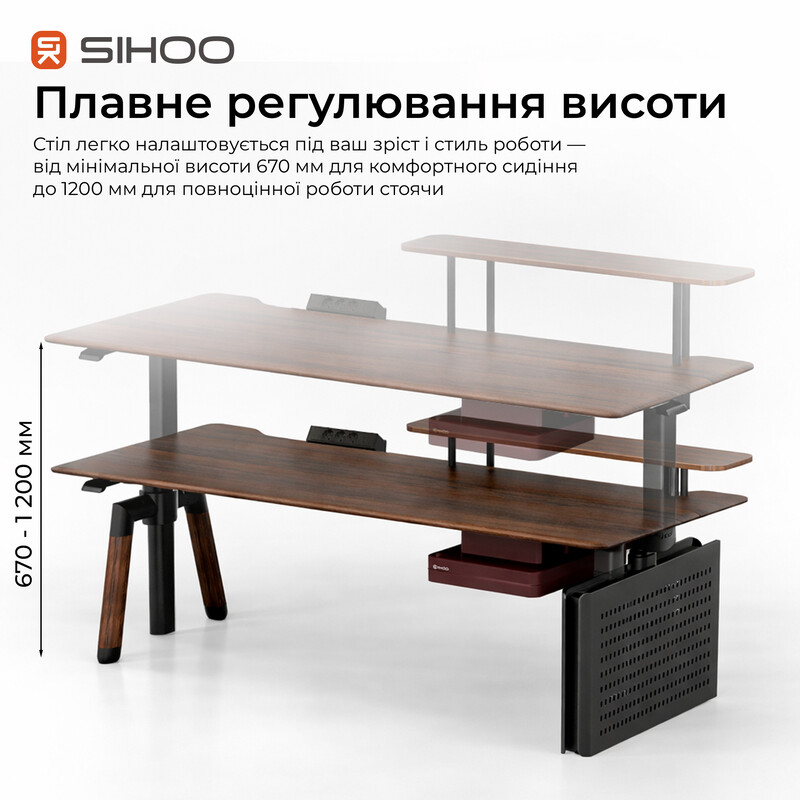 Компьютерный стол Sihoo D07 Walnut/Black (D07B-101/D07J-101-AB)