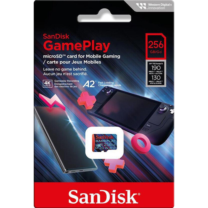 Карта пам`ятi MicroSDXC 256GB UHS-1/U3 Class 10 SanDisk GamePlay R190/W130MB/s (SDSQXAV-256G-GN6XN)