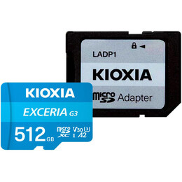 Карта пам`ятi MicroSDXC 512GB UHS-I/U3 Class 10 Kioxia Exceria G3 R100/W50MB/s + SD-adapter (LMEX3L512GG2)