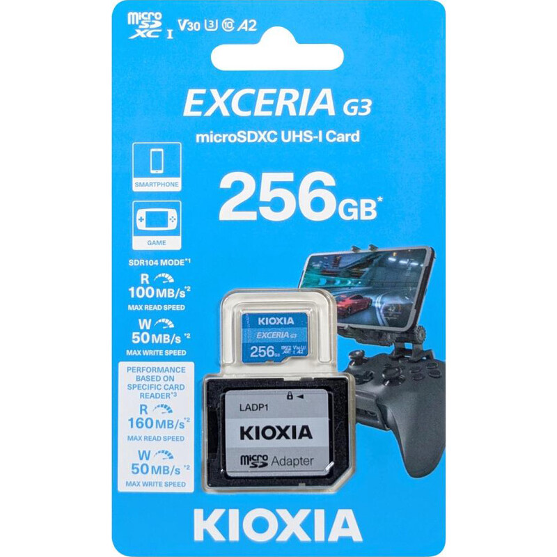 Карта памяти MicroSDXC 256GB UHS-I/U3 Class 10 Kioxia Exceria G3 R100/W50MB/s + SD-adapter (LMEX3L256GG2)