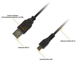 Кабель Piko USB - micro USB V 2.0 (M/M), 0.3 м, Black (1283126474071)