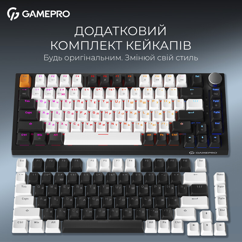Клавіатура бездротова GamePro Asgard Valhalla QLAB Sakura Switch Black (MK160-B-QS-PRO)