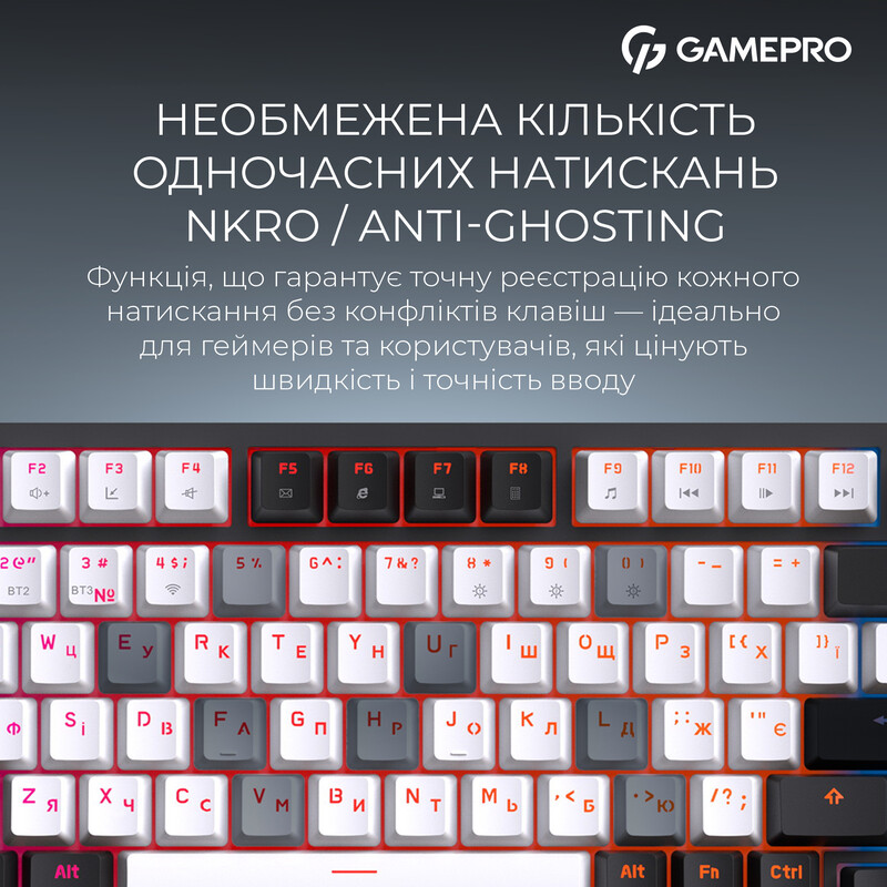 Клавіатура бездротова GamePro Asgard Valhalla QLAB Sakura Switch Black (MK160-B-QS-PRO)