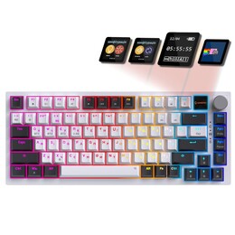 Клавіатура бездротова GamePro Asgard Valhalla QLAB Sakura Switch White With Display (MK160-W-D-QS-PRO)