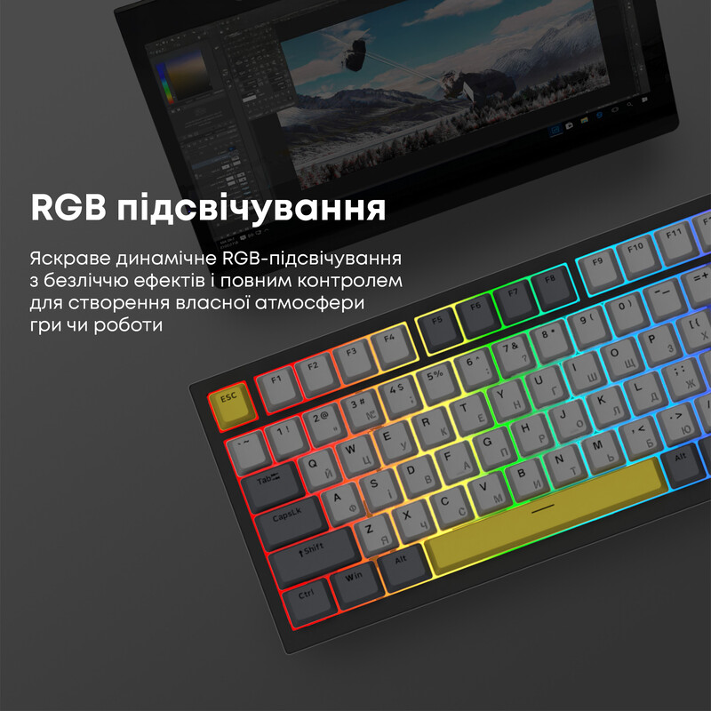 Клавиатура Ajazz AK820 Sea Salt Switch Black USB-C (AK820-SS-BGY)