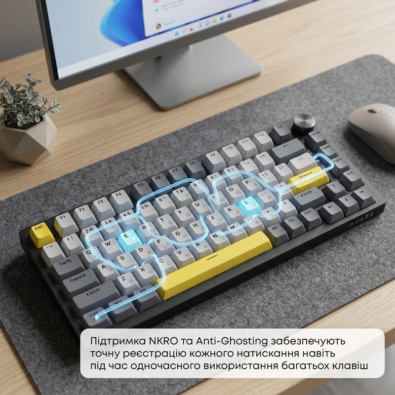 Клавиатура Ajazz AK820 Sea Salt Switch Black USB-C (AK820-SS-BGY)