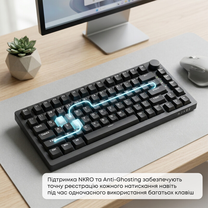 Клавиатура Ajazz AK820 Red Switch Black USB-C (AK820-R-B)