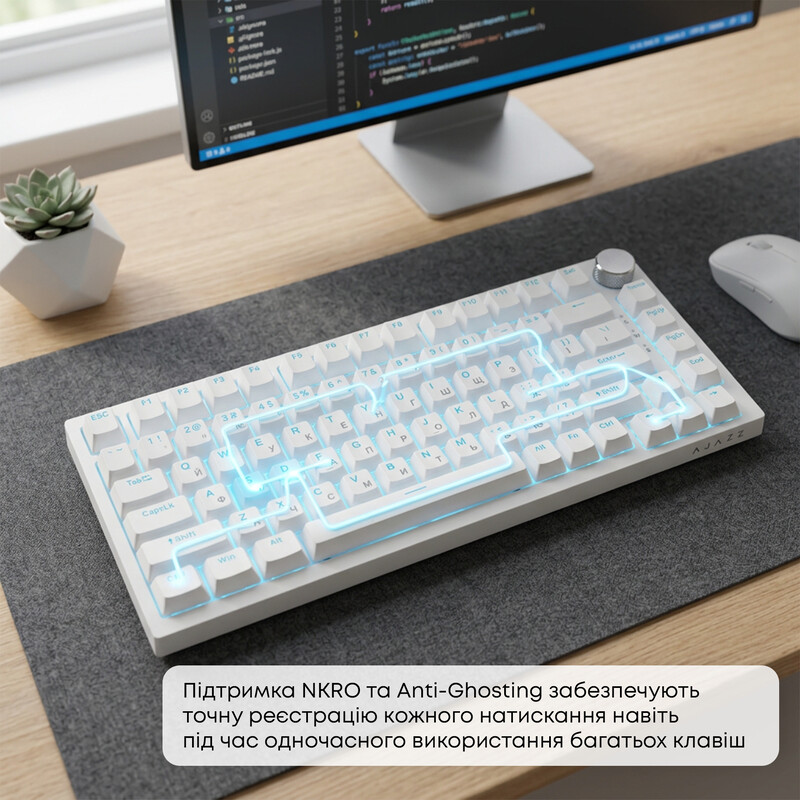 Клавиатура Ajazz AK820 Red Switch White USB-C (AK820-R-W)