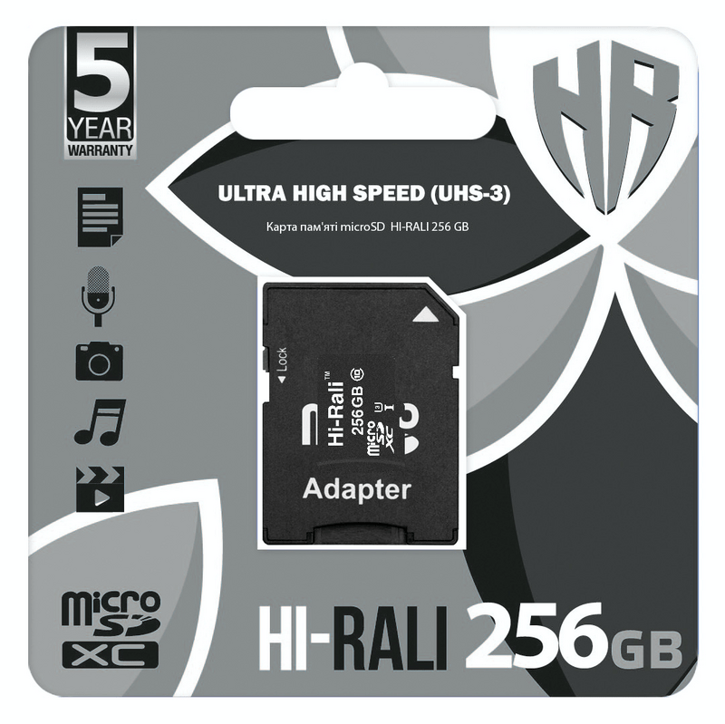 Карта пам`ятi MicroSDXC 256GB UHSI U3 Class 10 HiRali + SDadapter (HI256GBSD10U301) купити
