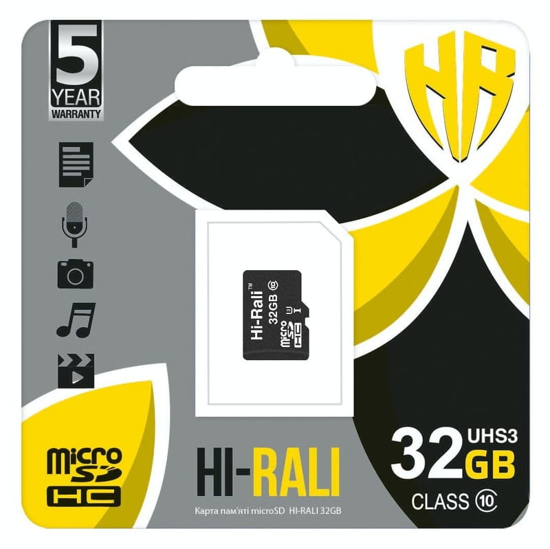 Карта памяти MicroSDHC  32GB UHS-I U3 Class 10 Hi-Rali (HI-32GBSD10U3-00)