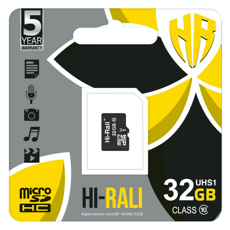 Карта памяти MicroSDHC  32GB UHS-I Class 10 Hi-Rali (HI-32GBSD10U1-00)