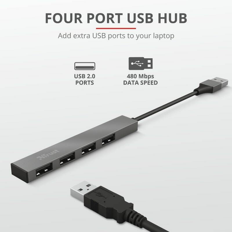 Концентратор Trust Halyx Aluminium USB-А Grey (23786)