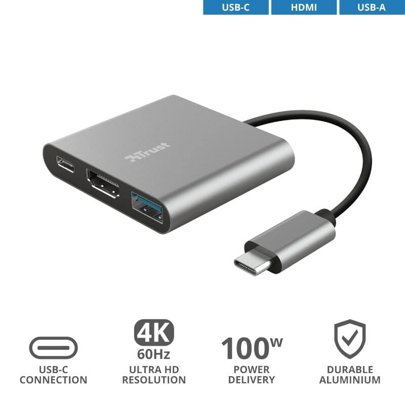 Концентратор Trust Dalyx Aluminium 3-in-1 USB Type-C (23772)