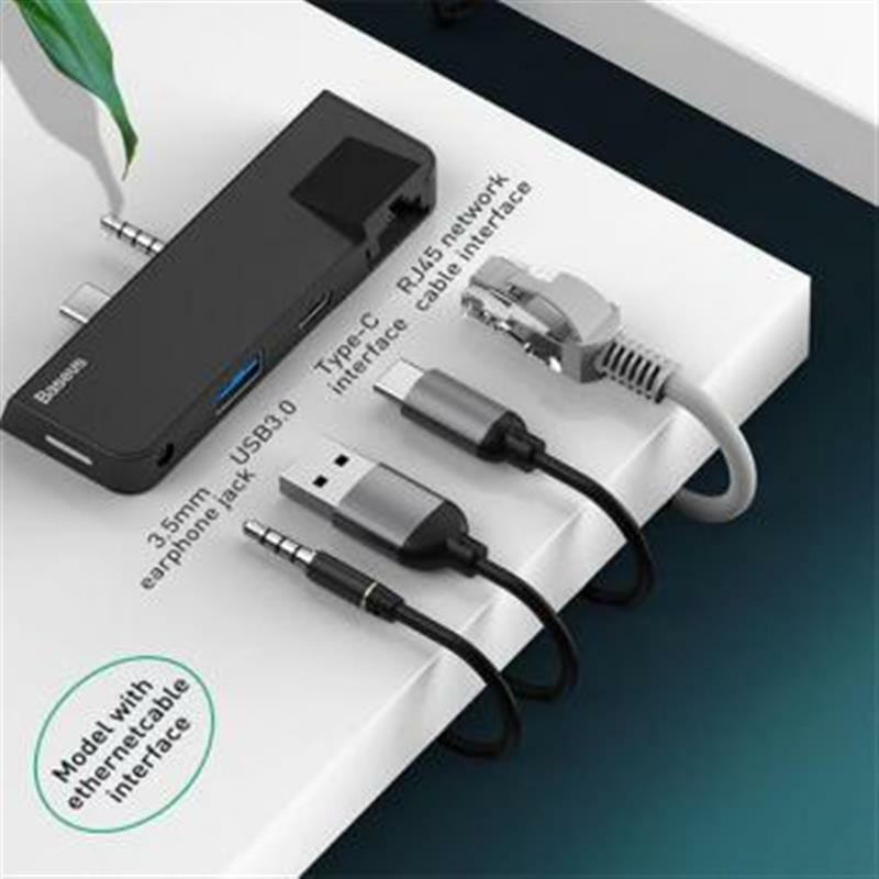 Концентратор 3.5 мм/USB-C Baseus for Surface Go Black (CAHUB-FG01)