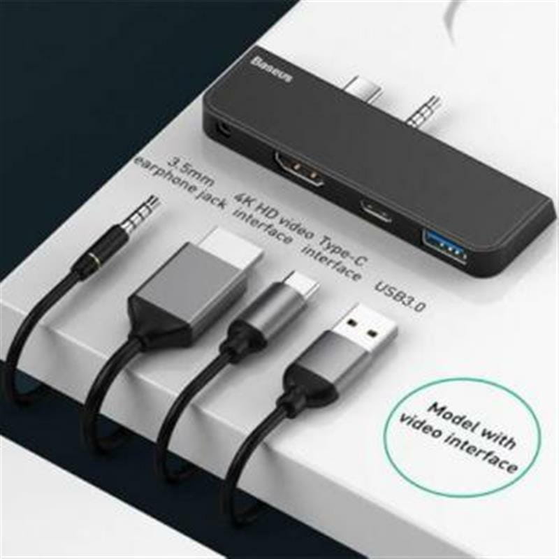 Концентратор 3.5 мм/USB-C Baseus for Surface Go Black (CAHUB-FT01)