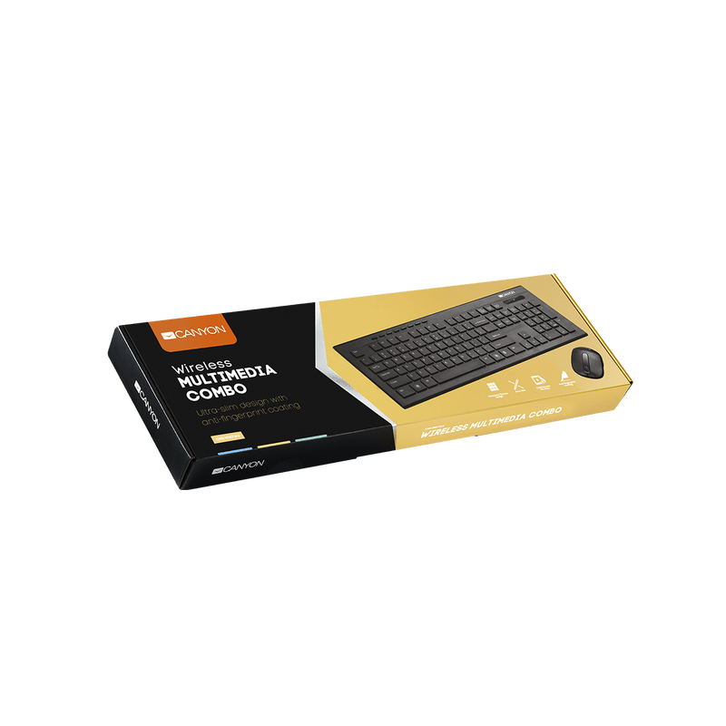 Комплект (клавіатура, мишка) бездротовий Canyon CNS-HSETW4-RU USB Black