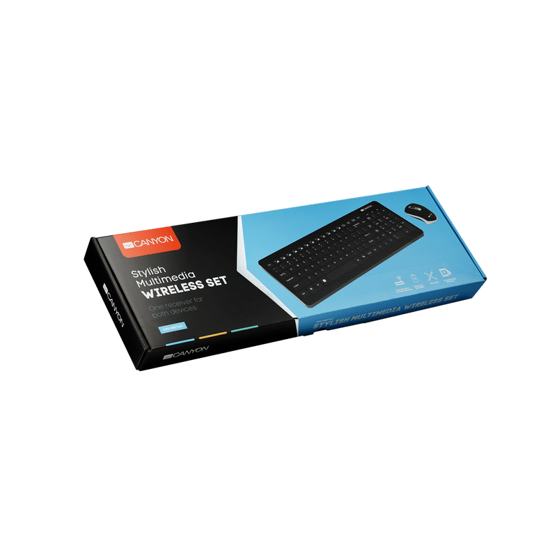 Комплект (клавиатура, мышь) беспроводной Canyon CNS-HSETW3-RU USB Black