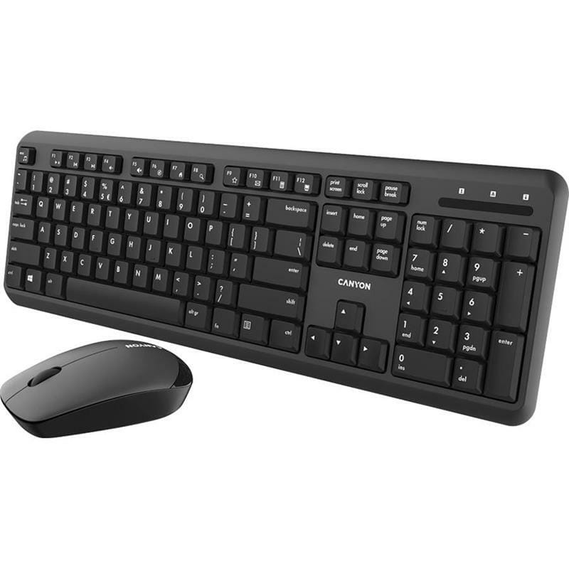 Комплект беспроводной (клавиатура, мышь) Canyon CNS-HSETW02-RU USB Black