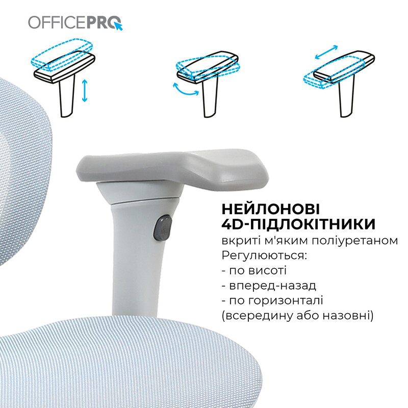 Крісло офісне OfficePro Elite OC950GLB Gray/Light Blue