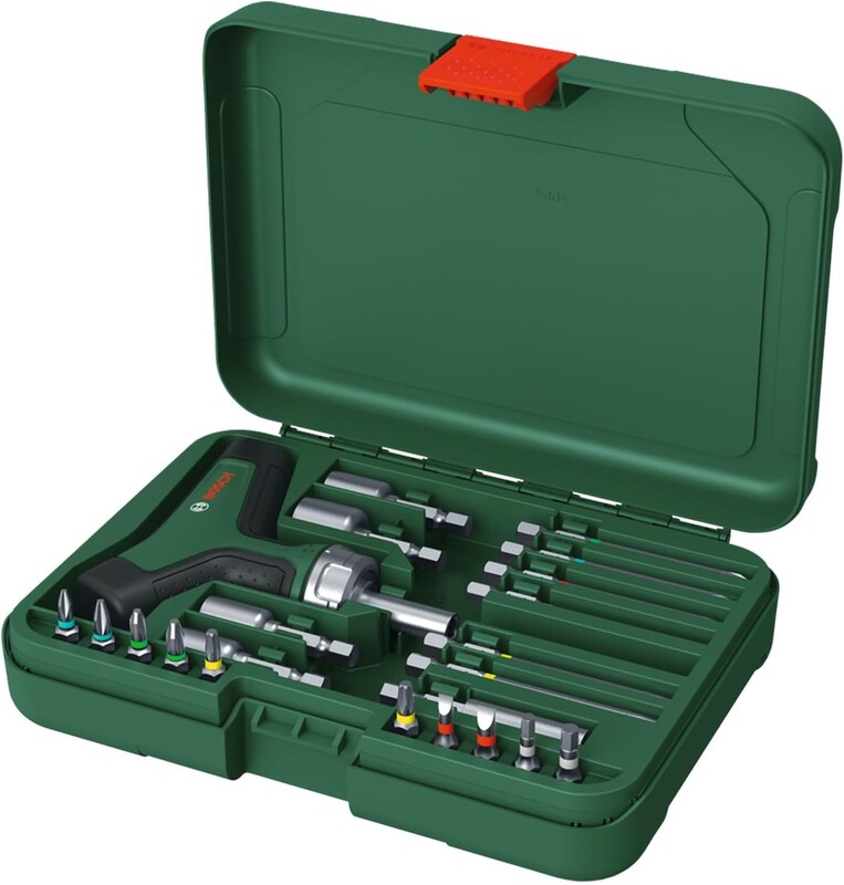 Викрутка Bosch з тріскачкою, Т-подібне руківя, 20 насадок, кейс, (1.600.A02.Z9T)