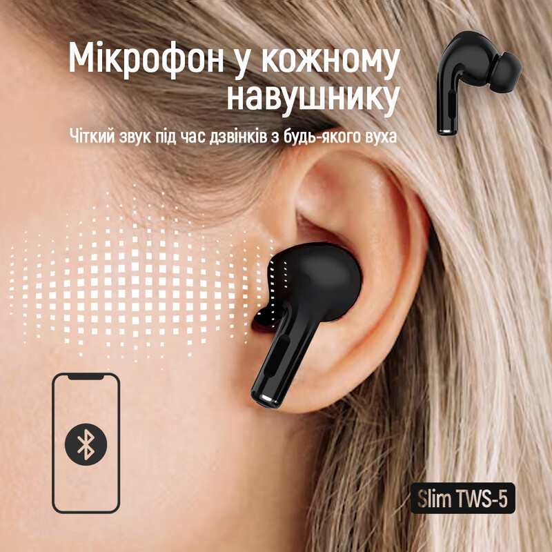 Bluetooth-гарнітура СolorWay Slim TWS-5 Earbuds Black (CW-TWS5BK)