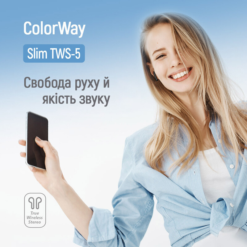 Bluetooth-гарнітура СolorWay Slim TWS-5 Earbuds Black (CW-TWS5BK)