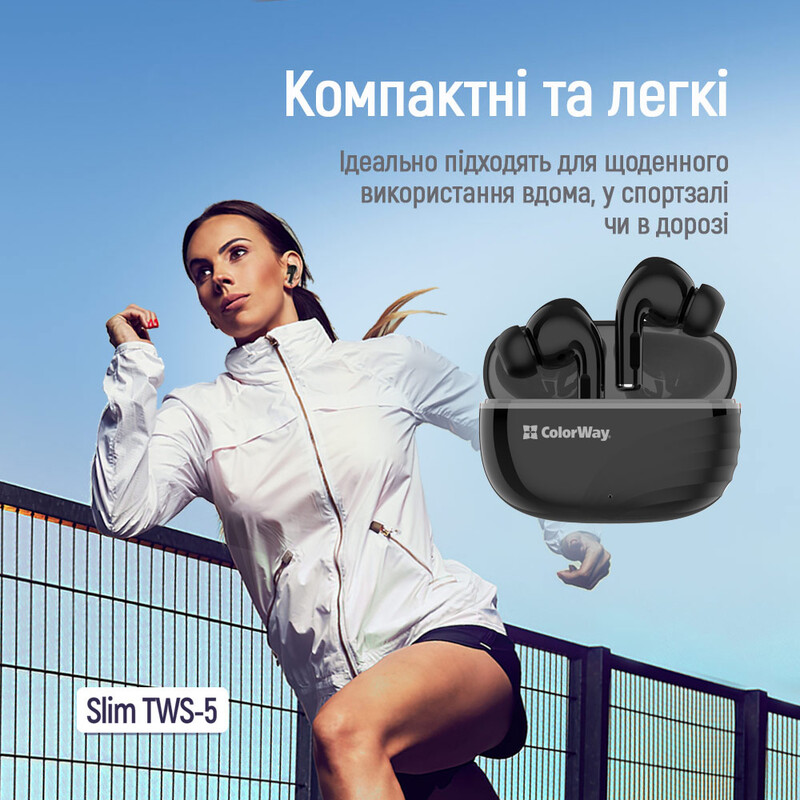 Bluetooth-гарнітура СolorWay Slim TWS-5 Earbuds Black (CW-TWS5BK)