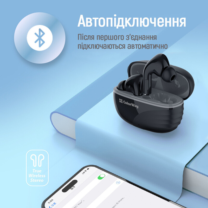 Bluetooth-гарнітура СolorWay Slim TWS-5 Earbuds Black (CW-TWS5BK)