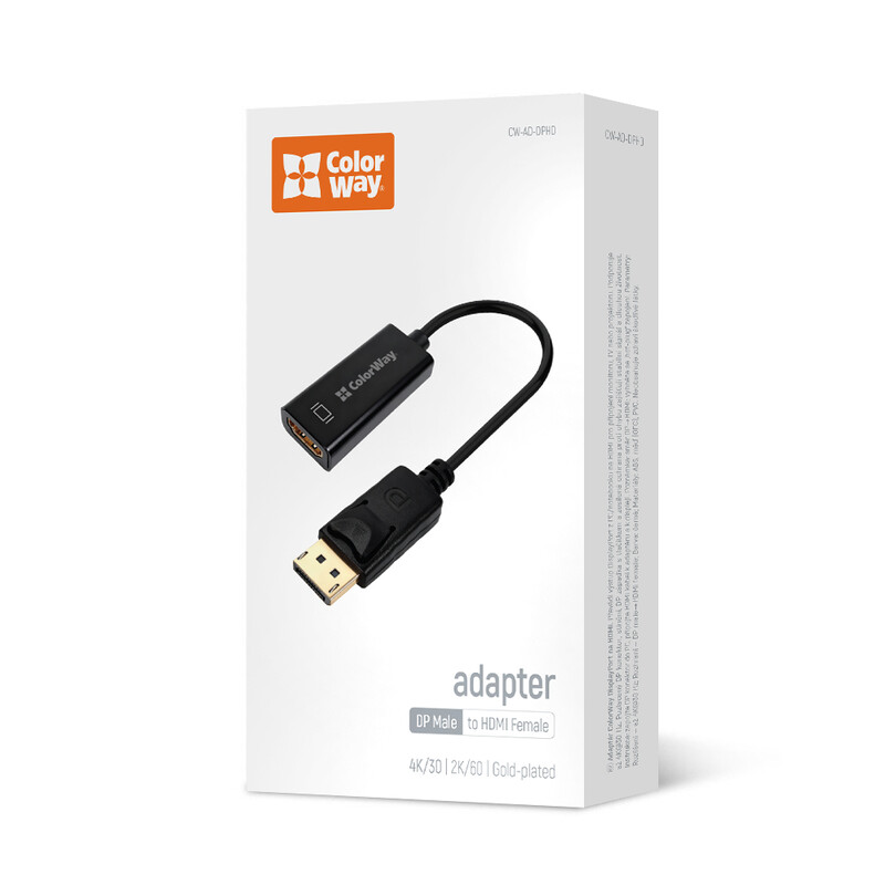 Адаптер Colorway DisplayPort - HDMI (M/F) 4K/30 Гц Black (CW-AD-DPHD)