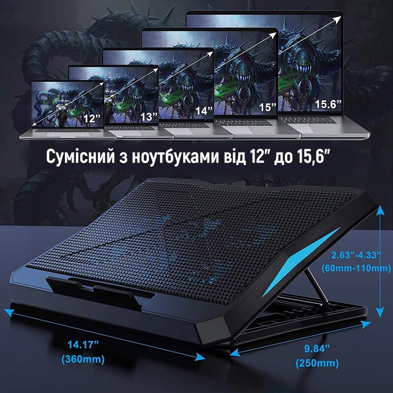 Охлаждающая подставка для ноутбука ColorWay Cooling Laptop Q3, 10-17” (CW-CLQ3)