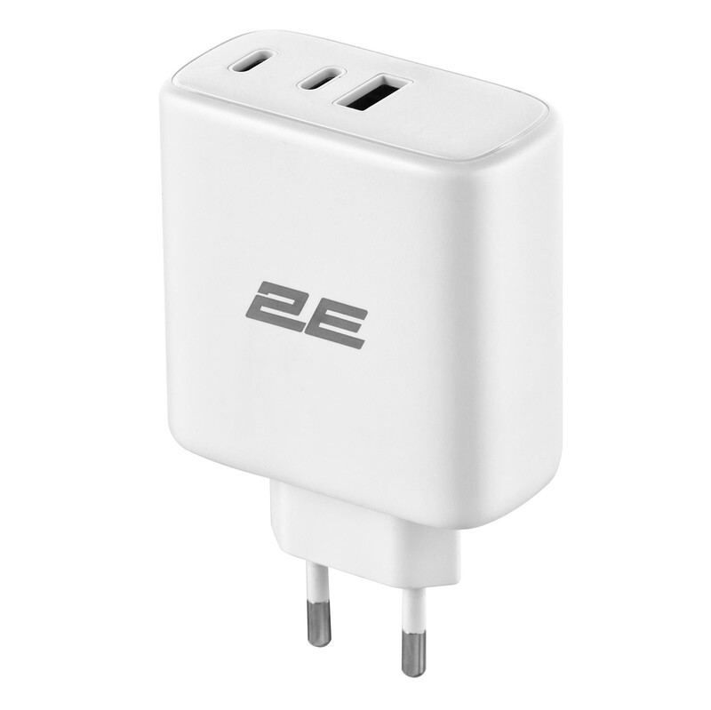 Сетевое зарядное устройство 2E USB-C Wall Charger GaN 65W White (2E-WC3USB65W-W)
