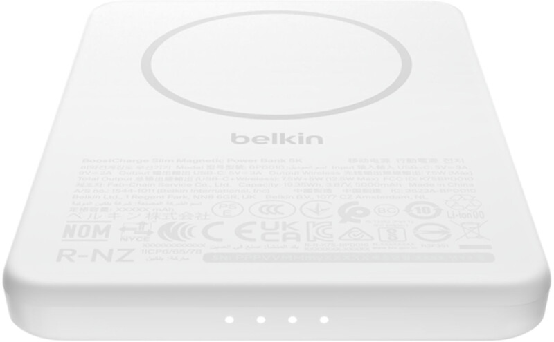Универсальная мобильная батарея Belkin Power Bank Slim Magnetic 5000mAh 15W White (BPD010HQWH)