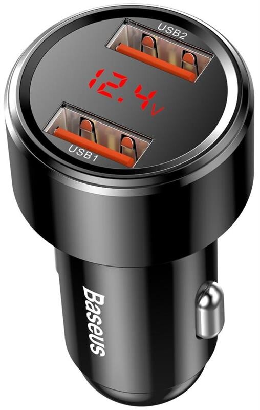 Автомобільний зарядний пристрій Baseus Magic (2USB, 6A) QC3.0 Display Black (CCMLC20A-01)