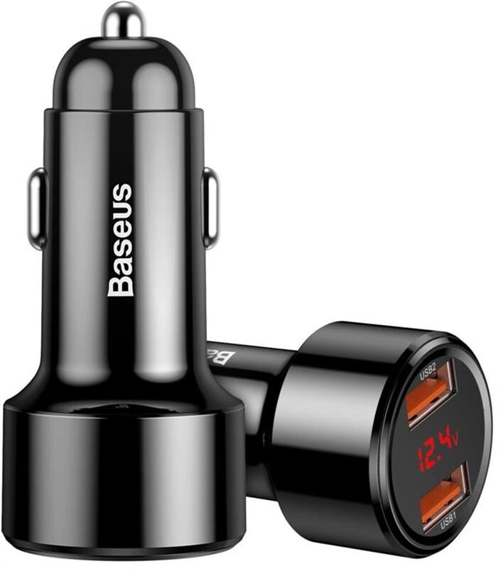 Автомобільний зарядний пристрій Baseus Magic (2USB, 6A) QC3.0 Display Black (CCMLC20A-01)