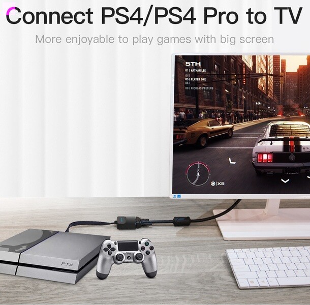 Адаптер Vention Flat HDMI - VGA (M/F), зі звуком і живленням, 0.15 м, чорний (42161)