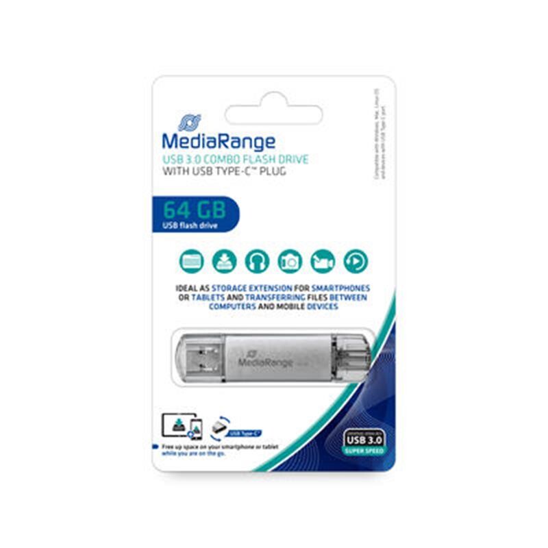 Флеш-накопитель USB3.0 64GB Type-C MediaRange Silver (MR937)