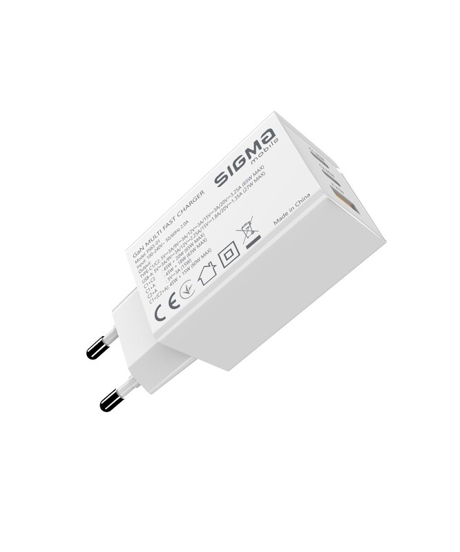 Сетевое зарядное устройство Sigma mobile X-power 65W GaN, PD, QC (2xUSB-C + 1xUSB-A) White (PS65-01)