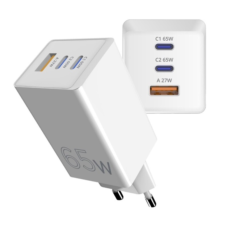 Сетевое зарядное устройство Sigma mobile X-power 65W GaN, PD, QC (2xUSB-C + 1xUSB-A) White (PS65-01)