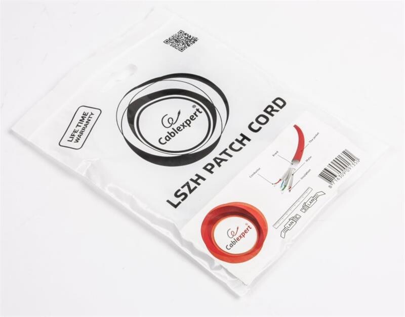 Патч-корд S/FTP Cablexpert (PP6A-LSZHCU-R-0.25M) cat.6a, литой, 50u штекер с защелкой, 0.25м, красный