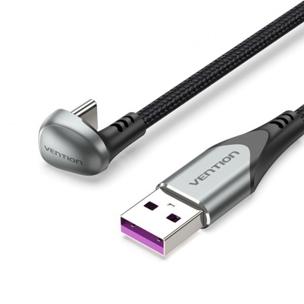 Кабель Vention USB - USB-C (M/M) TPE Nylon U-Shaped 180° PD, 1.5 м, Grey (COHHG)