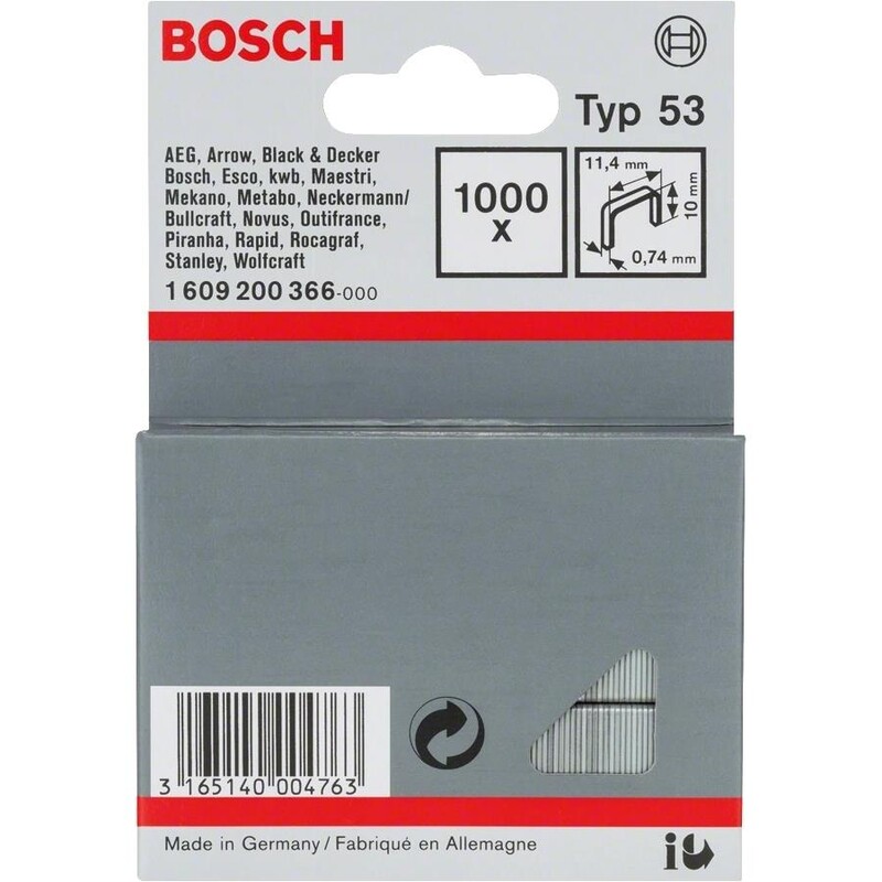 Скоби Bosch Professional тип 53, 1000шт (1.609.200.366)
