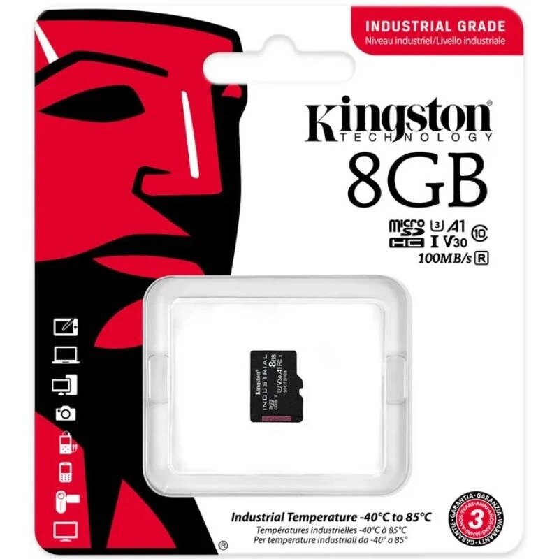 Карта пам`ятi MicroSDHC 8GB UHS-I/U3 Class 10 Kingston Industrial (SDCIT2/8GBSP)