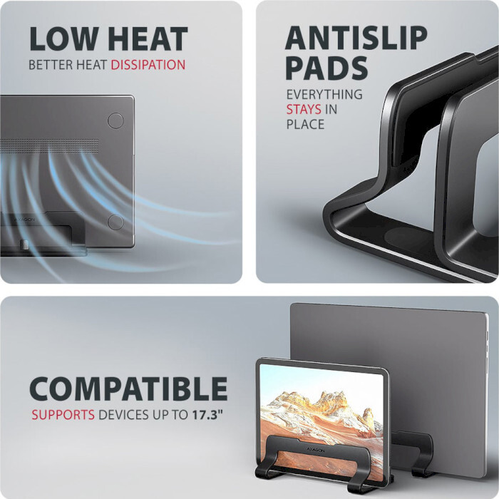 Подставка для ноутбука AXAGON Vertical Stand for Laptops & Tablets Black (STND-VB)