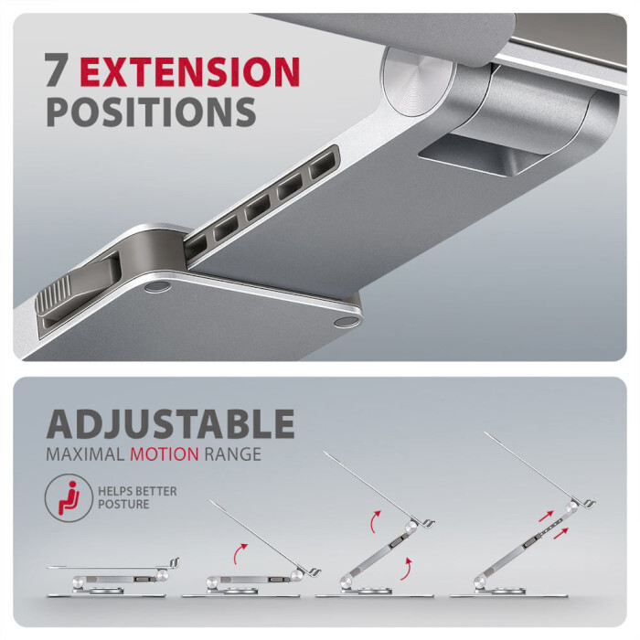 Подставка для ноутбука AXAGON Rotating Aluminum Stand for Laptop & Tablet Silver (STND-LR)
