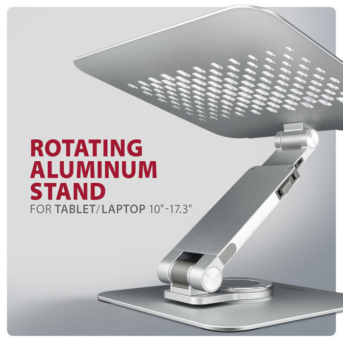 Подставка для ноутбука AXAGON Rotating Aluminum Stand for Laptop & Tablet Silver (STND-LR)